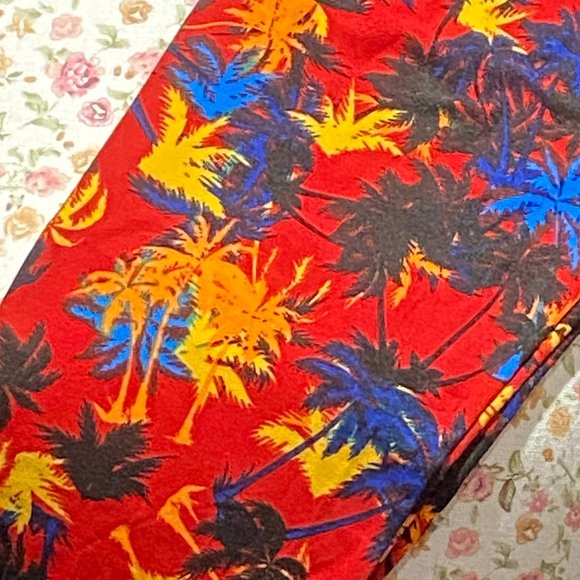 Tropical Palm Trees Blue Red Yellow Black OS Lularoe Leggings Brand New 2-12 - Picture 2 of 3